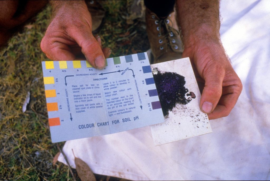 someone compares a soil sample to a ph soil color test
